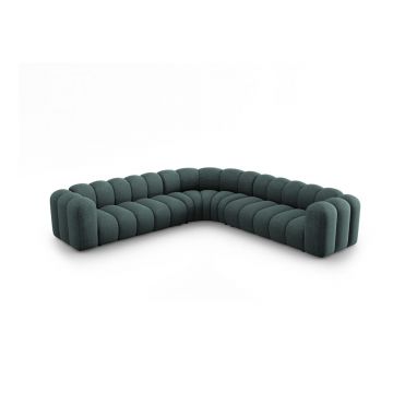 Colțar modular turcoaz cu tapițerie din chenille Lupine – Micadoni