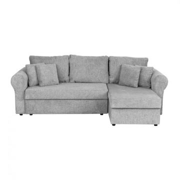 Coltar SARA II extensibil, cu lada depozitare, colt interschimbabil, gri, 248x143x83 cm