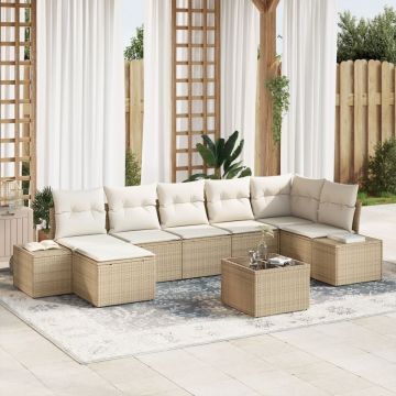 Set canapea de grădină Set de 8 Bej și crem