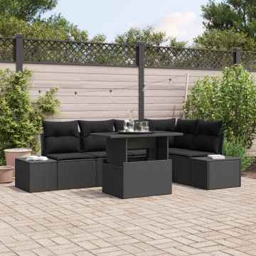 Set canapele pentru grădină Set 6 piese Negru