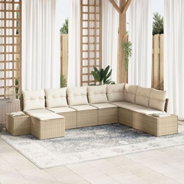Set de canapea de grădină Set de 8 Bej și crem