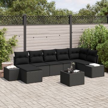 Set de canapele pentru grădină Set de 8 Negru