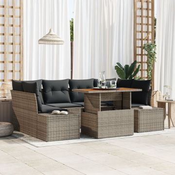 Set de sofa de grădină Set de 7 Gri, Ratan