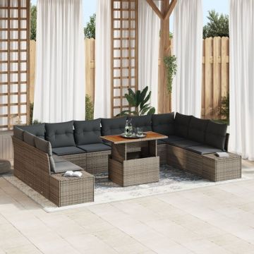 Set de sofa pentru grădină Set de 11 Gri, Gri închis