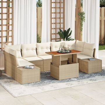 Set de Sofa pentru Grădină Set de 8 Bej și crem Ratan
