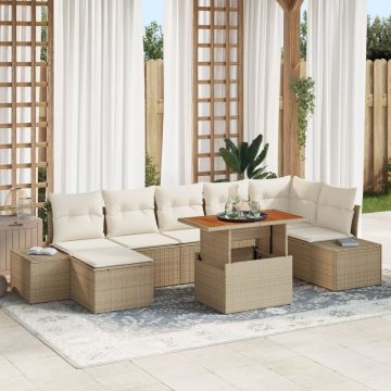 Set de Sofa pentru Grădină Set de 8 Bej