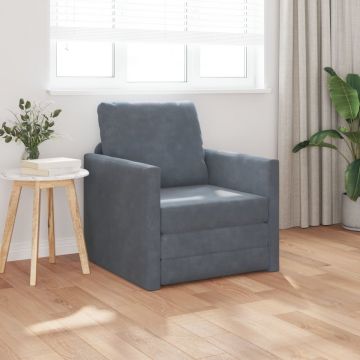 Sofa Floor Individual Convertibil Catifea 74x77x81 cm Gri Închis
