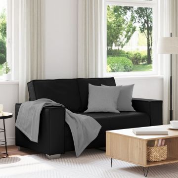 Sofa Loveseat Neagră 120 cm din Piele Ecologică