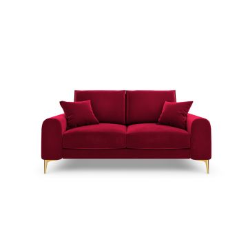Canapea, Madara, Mazzini Sofas, 2 locuri, gold legs, 172x102x90 cm, catifea, rosu vin