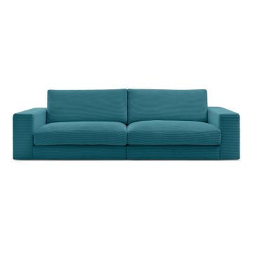 Canapea albastră cu tapițerie din catifea reiată 274 cm Leonard – Bobochic Paris