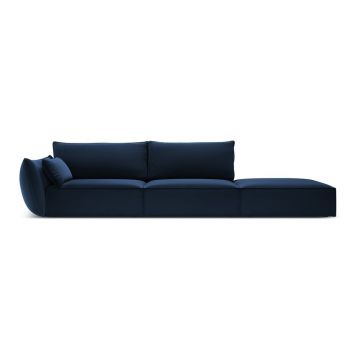 Canapea albastru-închis cu tapițerie din catifea, cu colț pe partea stângă 264 cm Vanda – Mazzini Sofas