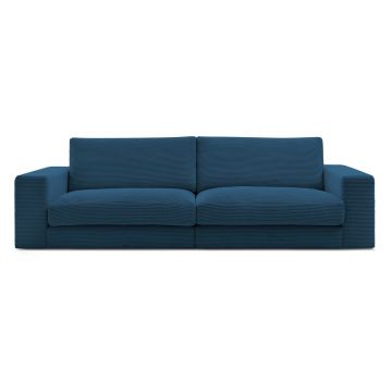 Canapea albastru-închis cu tapițerie din catifea reiată 274 cm Leonard – Bobochic Paris