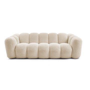 Canapea bej cu tapițerie din țesătură bouclé 232 cm Hippolyte – Bobochic Paris