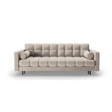 Canapea bej extensibilă, cu spațiu de depozitare cu tapițerie din catifea 222 cm Bali – Cosmopolitan Design