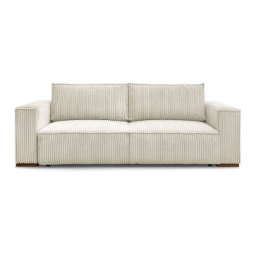 Canapea bej extensibilă/cu spațiu de depozitare cu tapițerie din catifea reiată 244 cm Chelsea – Bobochic Paris