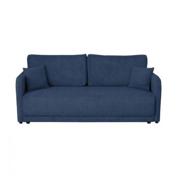 Canapea BERNA S extensibila, 3 locuri, cu arcuri si lada depozitare, albastru, 210x110x93 cm