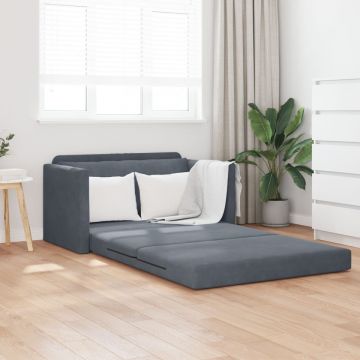 Canapea extensibilă 2 în 1 gri închis 124x204x61 cm Velur