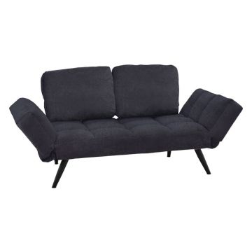 Canapea extensibila 3 locuri, Pako World, Jackie, Antracit-Negru, 190x78x75 cm