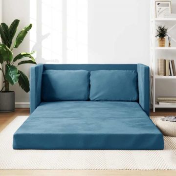 Canapea extensibilă de podea 2 în 1, albastru, 122x204x55 cm