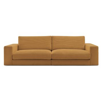 Canapea galben-muștar cu tapițerie din catifea reiată 274 cm Leonard – Bobochic Paris