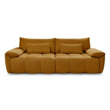Canapea galben-muștar cu tapițerie din chenille 264 cm Ivane – Bobochic Paris