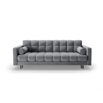Canapea gri deschis extensibilă, cu spațiu de depozitare cu tapițerie din catifea 222 cm Bali – Cosmopolitan Design