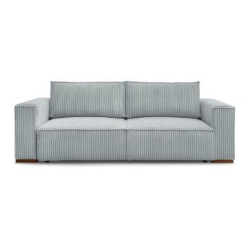 Canapea gri deschis extensibilă/cu spațiu de depozitare cu tapițerie din catifea reiată 244 cm Chelsea – Bobochic Paris