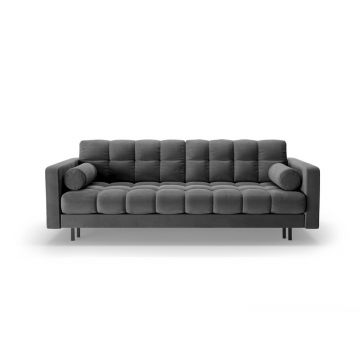 Canapea gri închis extensibilă, cu spațiu de depozitare cu tapițerie din catifea 222 cm Bali – Cosmopolitan Design