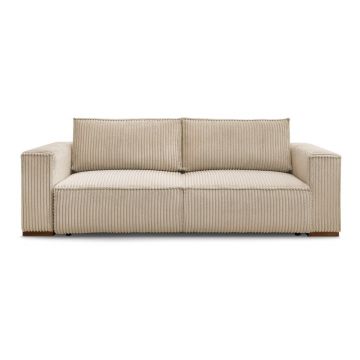 Canapea maro deschis extensibilă/cu spațiu de depozitare cu tapițerie din catifea reiată 244 cm Chelsea – Bobochic Paris