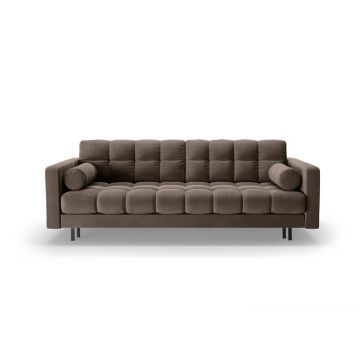 Canapea maro extensibilă, cu spațiu de depozitare cu tapițerie din catifea 222 cm Bali – Cosmopolitan Design