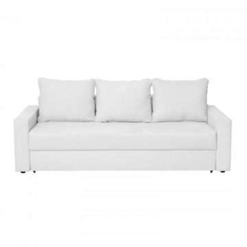 Canapea NICO II 3L extensibila, 3 locuri, cu arcuri si lada depozitare, gri deschis, 220x85x75 cm