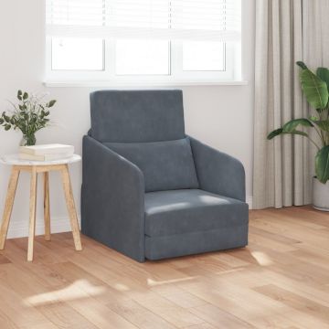 Canapea pat 2 în 1 gri închis 65x80x83 cm catifea