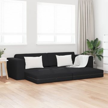 Canapea Pat 2-in-1 Neagră 245x150x60.5 cm Țesătură