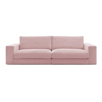 Canapea roz cu tapițerie din catifea reiată 274 cm Leonard – Bobochic Paris