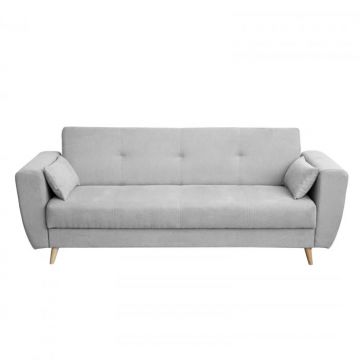 Canapea SIENA extensibila, 3 locuri, cu arcuri si lada depozitare, gri deschis, 230x87x92 cm