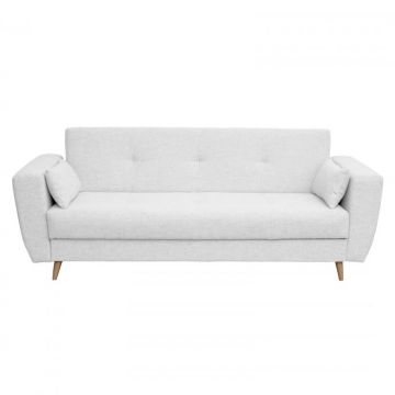 Canapea SIENA extensibila, 3 locuri, cu arcuri si lada depozitare, gri deschis, 230x87x92 cm