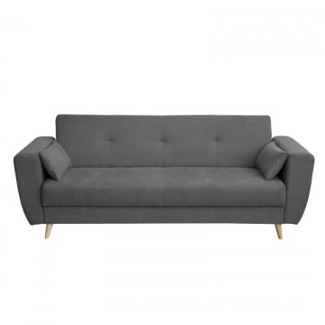Canapea SIENA extensibila, 3 locuri, cu arcuri si lada depozitare, gri inchis, 230x87x92 cm