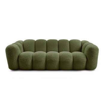 Canapea verde cu tapițerie din țesătură bouclé 232 cm Hippolyte – Bobochic Paris