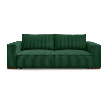 Canapea verde extensibilă/cu spațiu de depozitare cu tapițerie din catifea reiată 244 cm Chelsea – Bobochic Paris