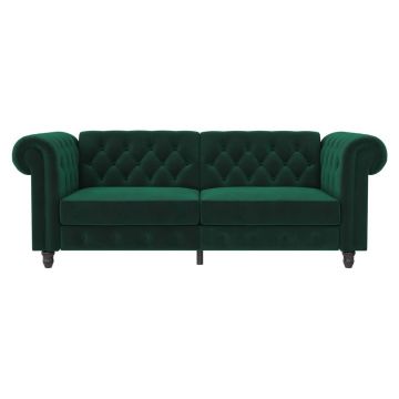 Canapea verde-închis extensibilă cu tapițerie din catifea 236 cm Felix – Støraa