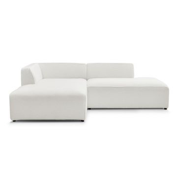 Colțar modular alb cu tapițerie din țesătură bouclé (cu colț pe partea stângă/în formă de ”L”) Megeve – Bobochic Paris