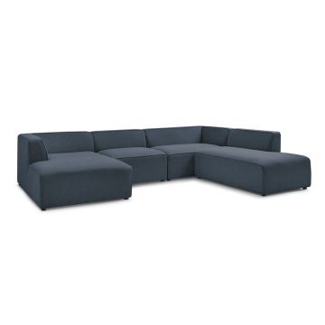 Colțar modular albastru închis (cu colț pe partea dreaptă/în formă de 
