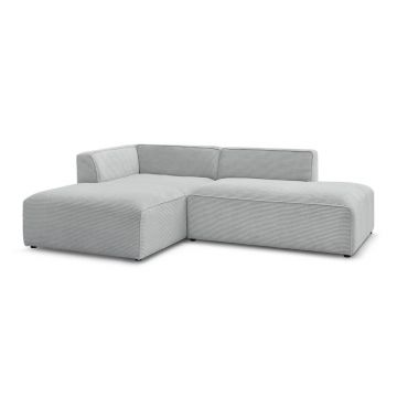 Colțar modular gri deschis cu tapițerie din catifea reiată (cu colț pe partea stângă/în formă de ”L”) Megeve – Bobochic Paris