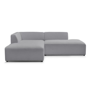 Colțar modular gri deschis cu tapițerie din țesătură bouclé (cu colț pe partea stângă/în formă de ”L”) Megeve – Bobochic Paris