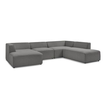 Colțar modular gri închis (cu colț pe partea dreaptă/în formă de 
