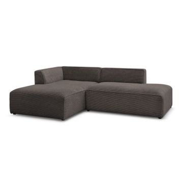 Colțar modular maro cu tapițerie din catifea reiată (cu colț pe partea stângă/în formă de ”L”) Megeve – Bobochic Paris