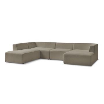 Colțar modular maro cu tapițerie din țesătură bouclé (cu colț pe partea stângă/în formă de 
