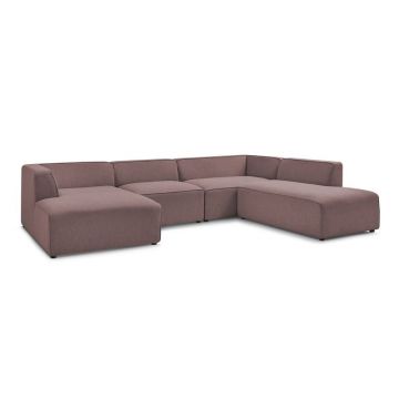 Colțar modular roz (cu colț pe partea dreaptă/în formă de 