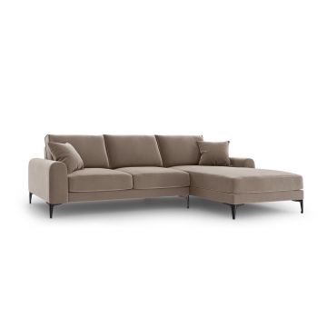 Coltar dreapta, Madara, Mazzini Sofas, 5 locuri, black legs, 254x182x90 cm, catifea, cappuccino