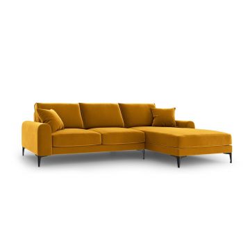 Coltar dreapta, Madara, Mazzini Sofas, 5 locuri, black legs, 254x182x90 cm, catifea, galben